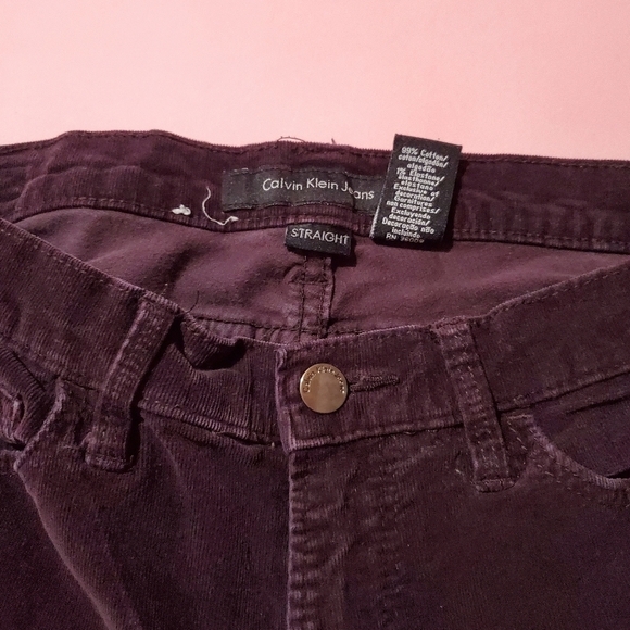 Calvin Klein Dark Plum Purple Velvet Straight Leg Jeans Fall - Picture 4 of 12